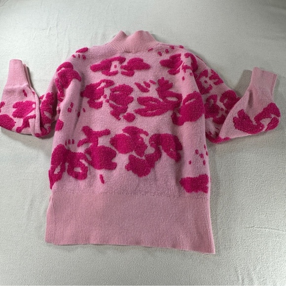 Grace + Karma Mock Turtleneck Pink Floral Abstract Women's Sweater Sz S - Picture 9 of 10